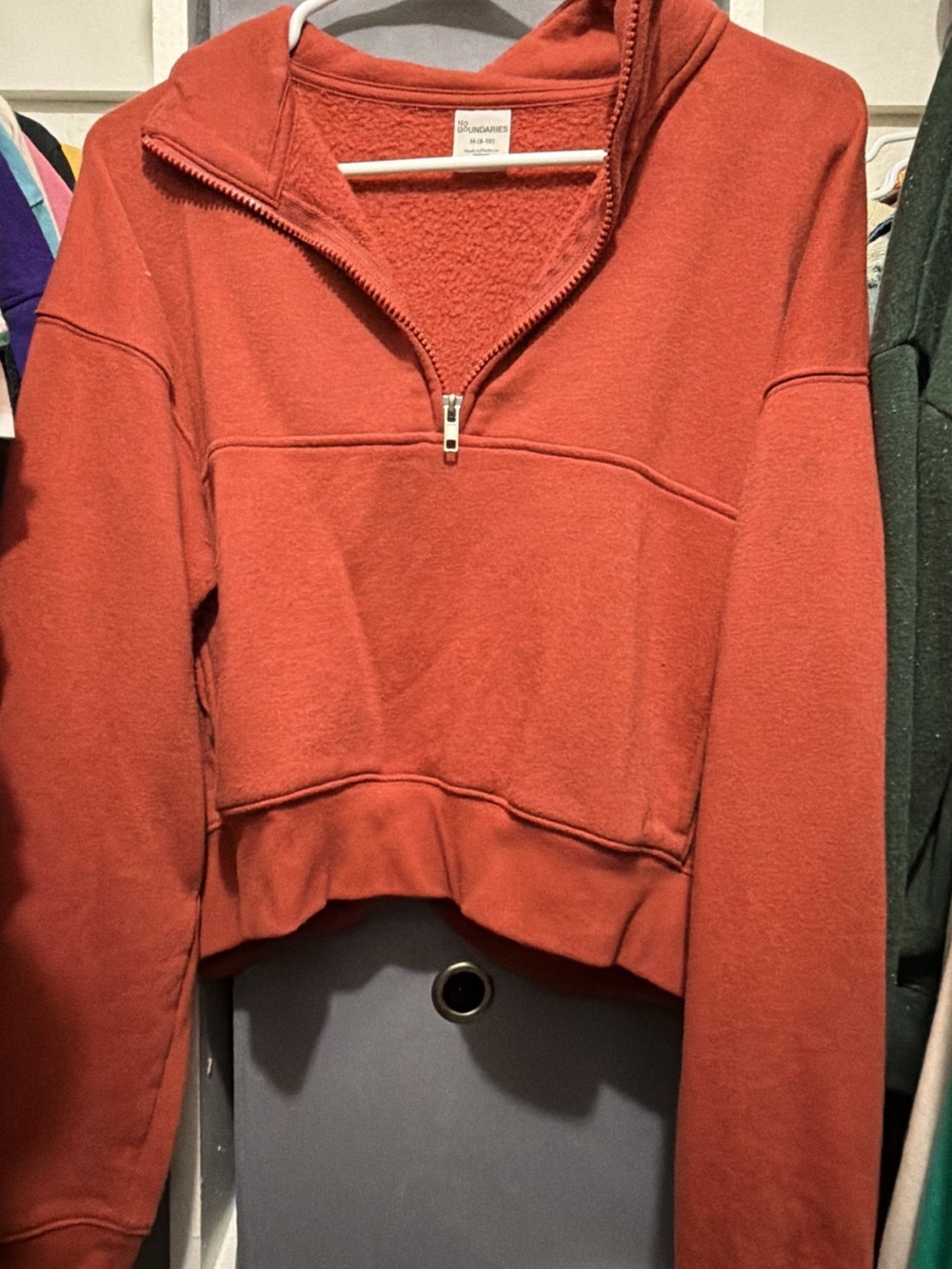 No Boundaries Rust Quarter-Zip Sherpa Sweatshirt